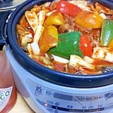 トマト鍋の素を使って野菜たっぷり煮込みハンバーグ鍋